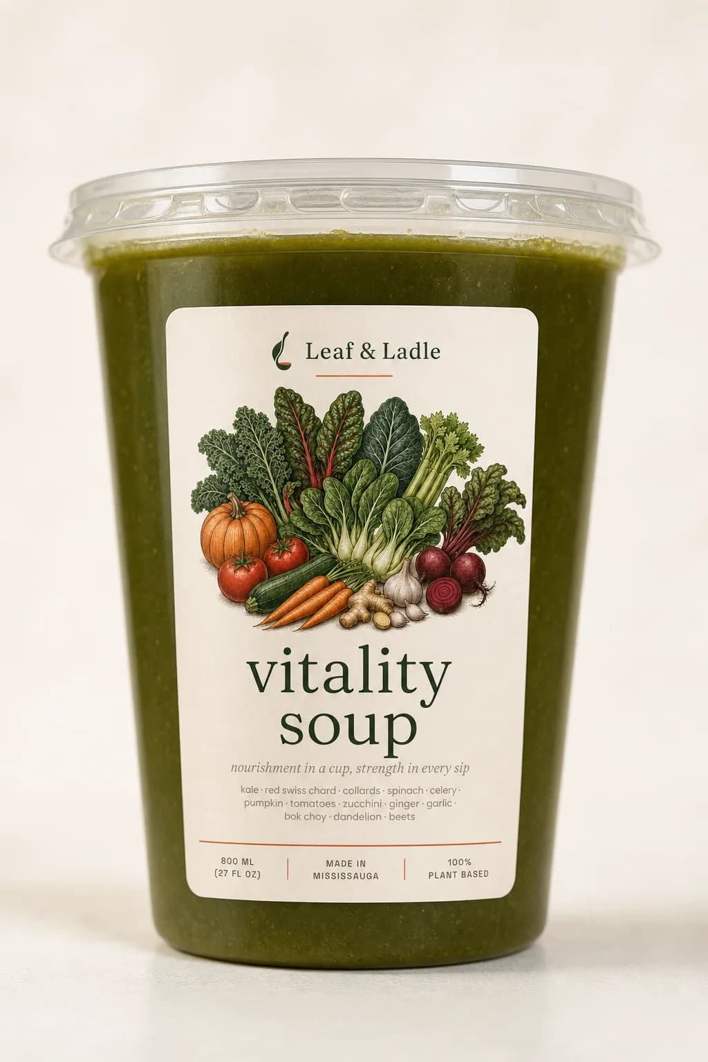 Vitality Soup — front label with 13 vegetable ingredients